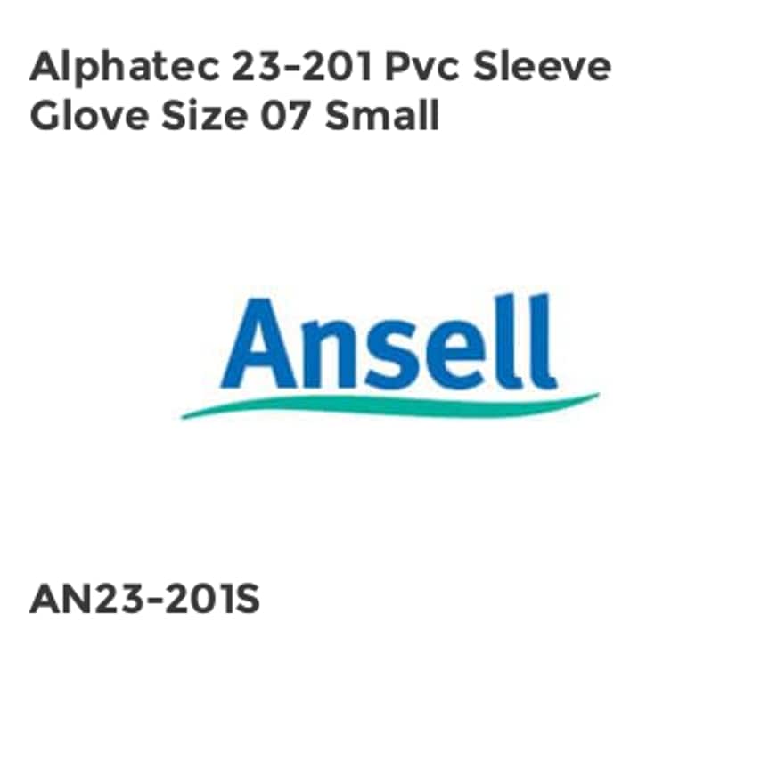 Ansell ALPHATEC 23-201 PVC SLEEVE GLOVE  SIZE 07 SMALL Pack of 6