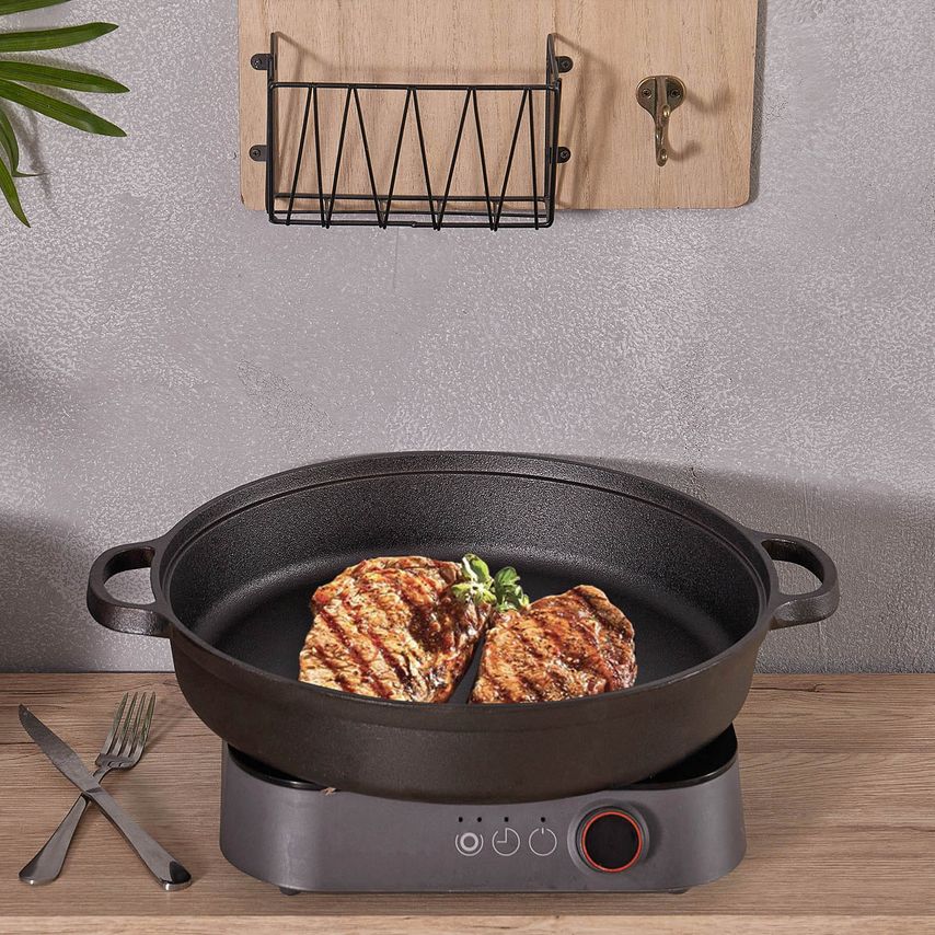Living and Home 25cm Cast Iron Non-Stick Frying Enamel Round Casserole Pan