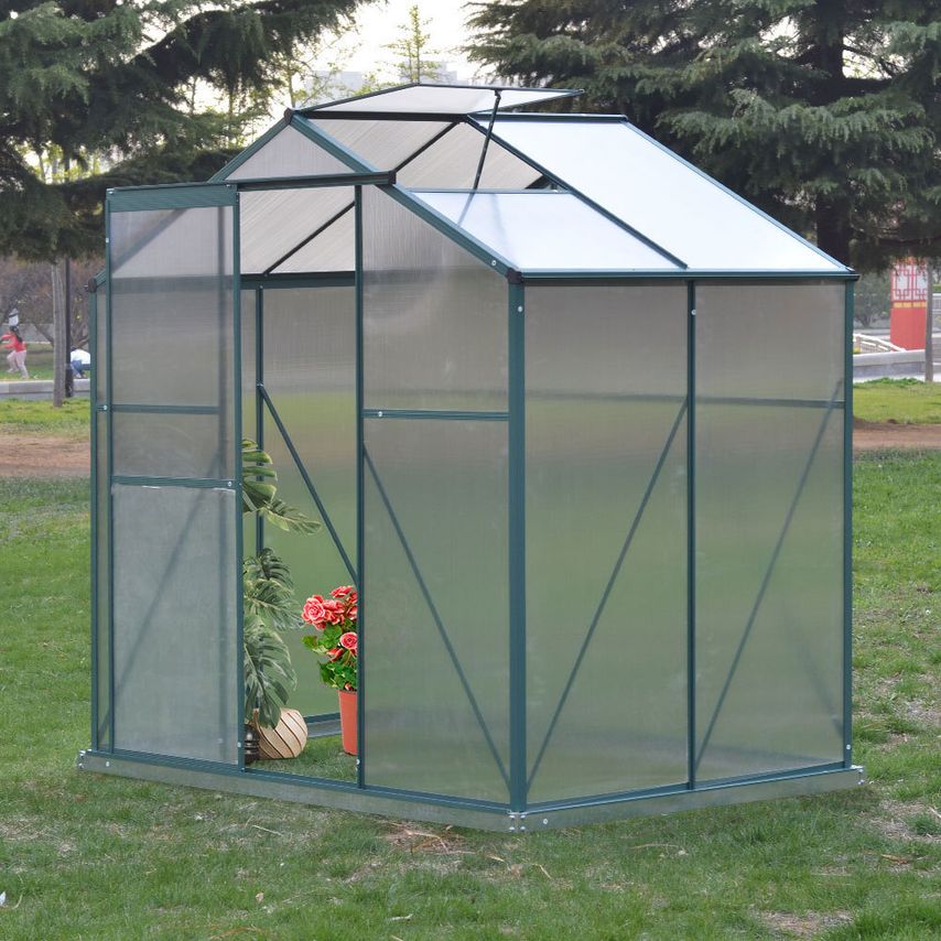 Living and Home Aluminium Hobby Greenhouse with Window Opening