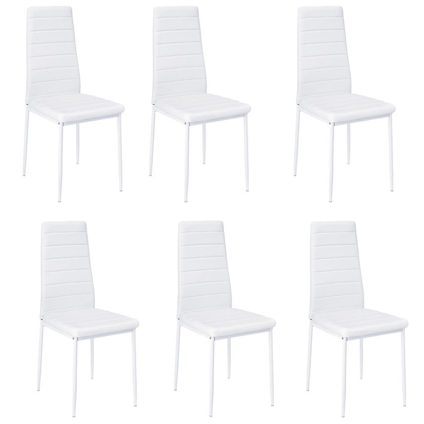 Living and Home Set of 6 Modern Faux Leather Armless High Back Dining Chairs