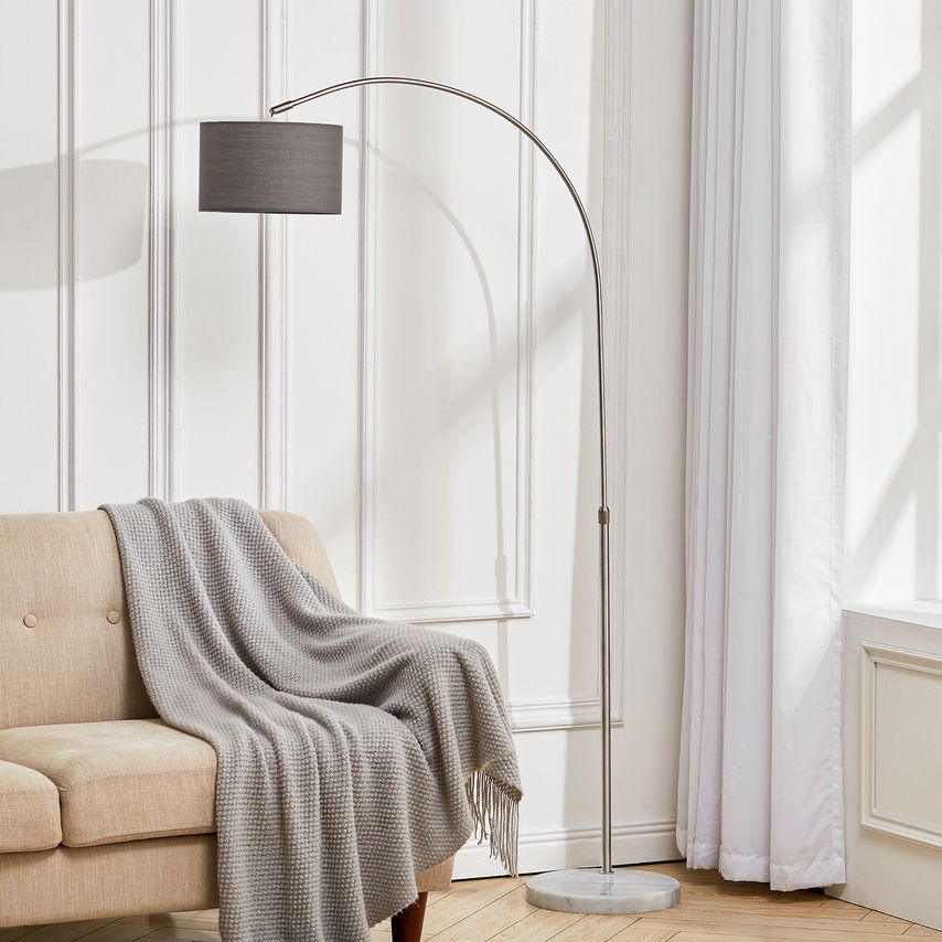 Living and Home Arched Floor Lamp Marble Base with Shade