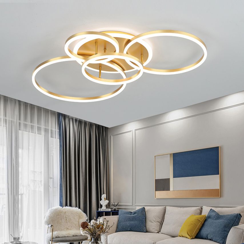 Living and Home Luxurious Gold Loop 5-Light LED Ceiling Light