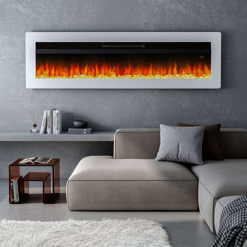 Living and Home Electric Fireplace with Adjustable Flames, Wall Mounted or Frees