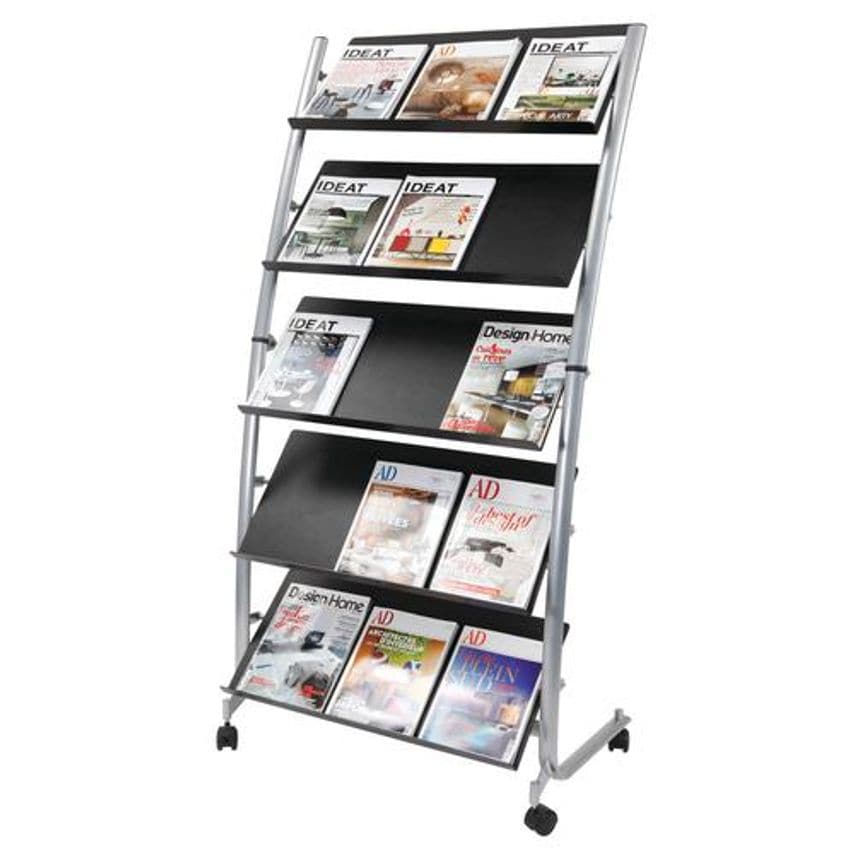 Alba Mobile Literature Display Unit 15 x A4 Compartments Black and Silver DD5GM