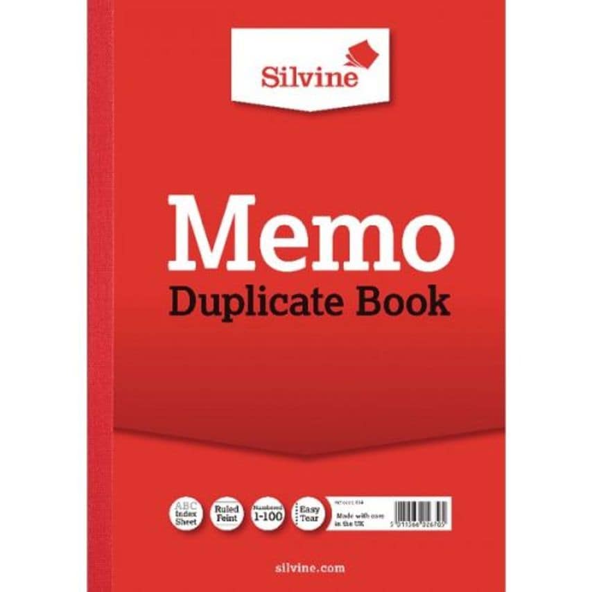 Silvine A4 Duplicate Memo Book Carbon Ruled 1-100 Taped Cloth Binding 100 Sets (