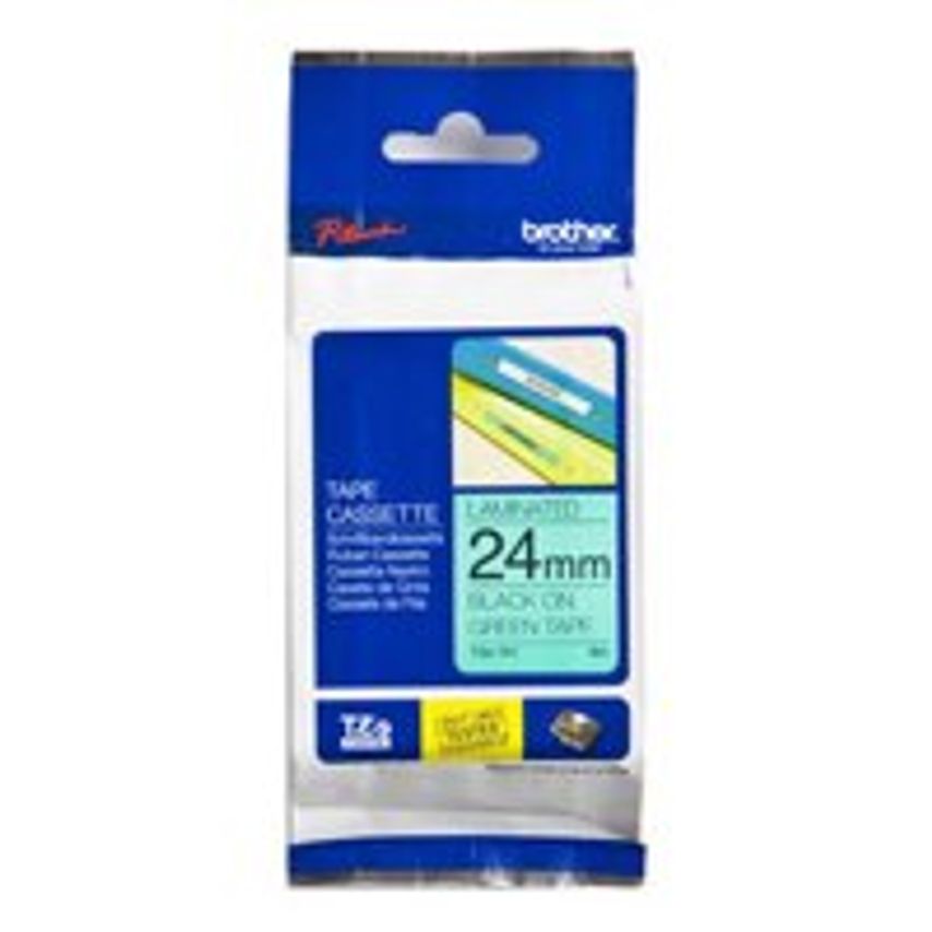 P-Touch Brother Black On Green PTouch Ribbon 24mm x 8m - TZE731