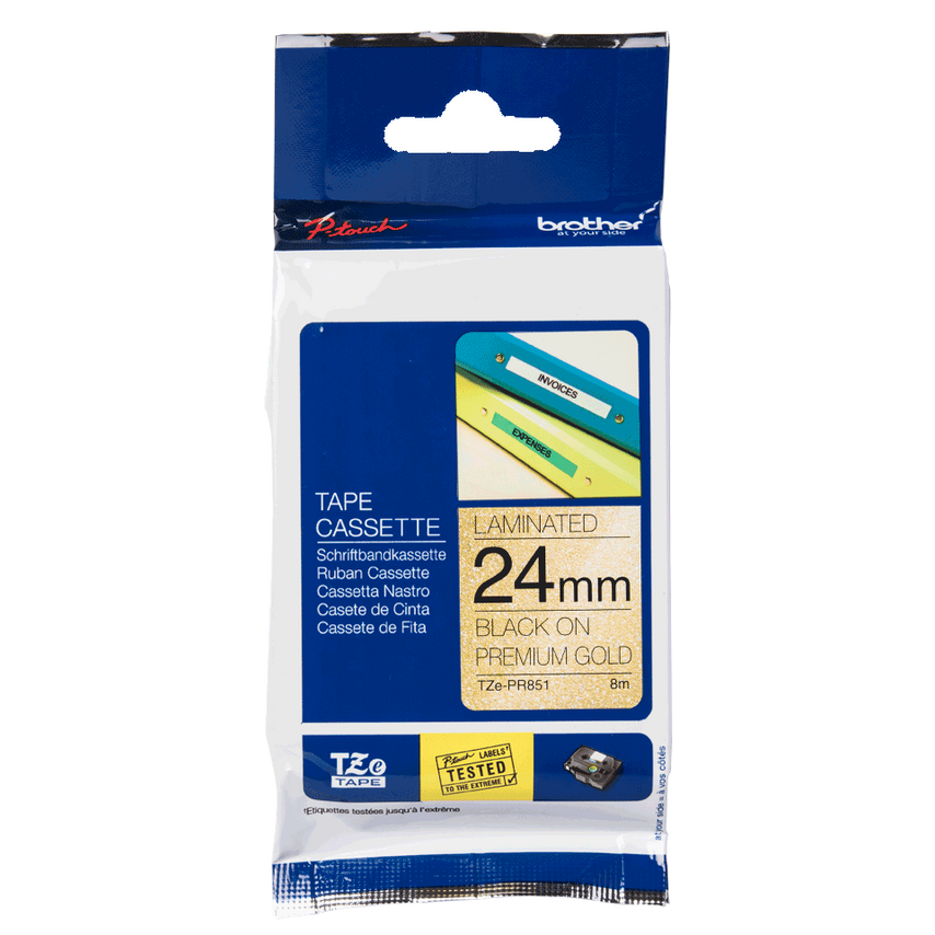 Brother Black On Gold Label Tape 24mm x 8m - TZEPR851