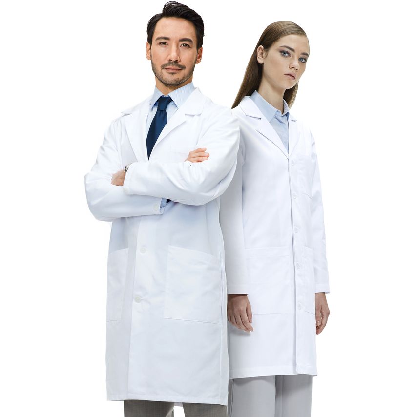 Lab Coat X X1, Professional Lab Coat for Men, Long Sleeve, White, Cla- you get 5
