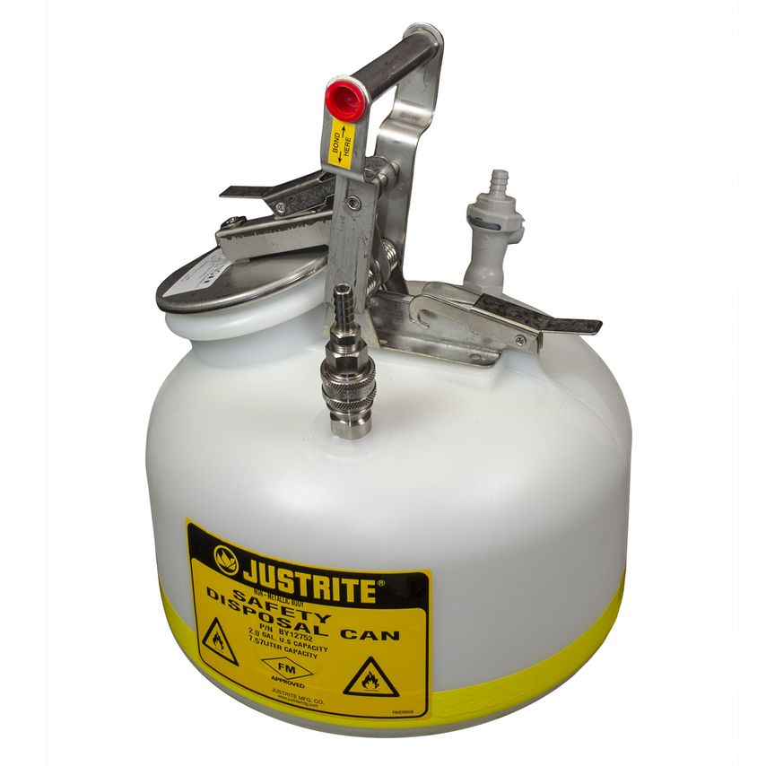 Justrite Oval Quick-disconnect Disposal Can, Polypropylene Fittings for 3/8" Tub