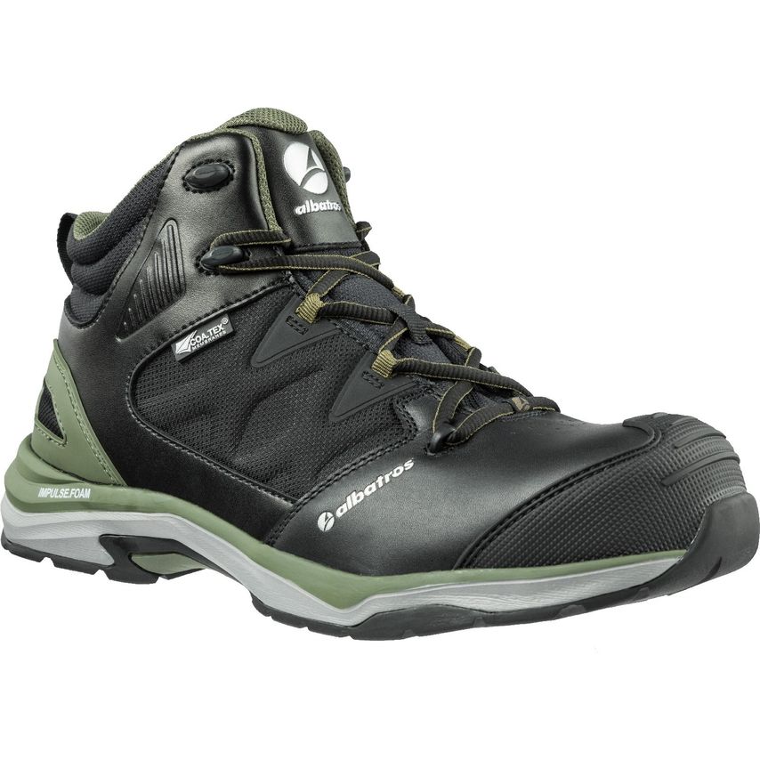 ALBATROS Mens Ultratrail Olive Ctx Mid Safety Boots Black / Olive Size 13