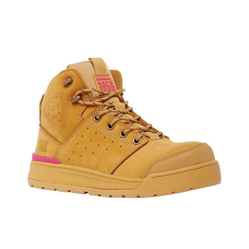 Hard Yakka 3056 Lace ZIP Ladies Safety Boots Wheat Size 3