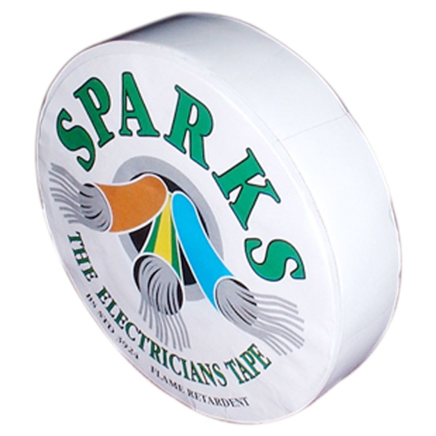 Sparks Electrical Insulation PVC Tape - White - 12mm x 33m - Case of 72