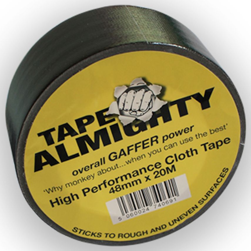 Tape Almighty Waterproof Cloth Tape - Black - 48mm x 20m - Case of 54