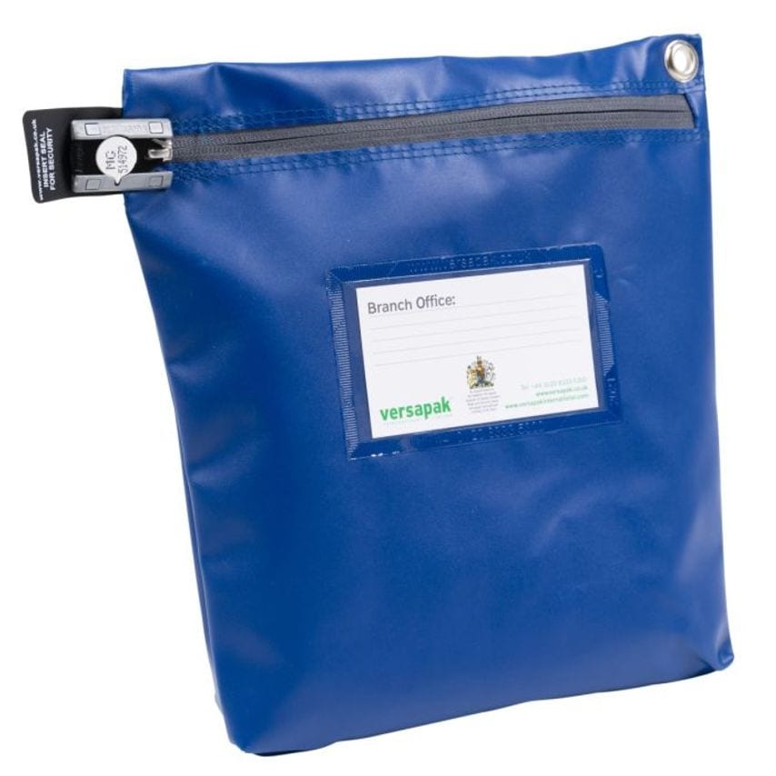 Versapak Button High Security Cash Bag Medium WxHxD 267 x 267 x 50mm Blue