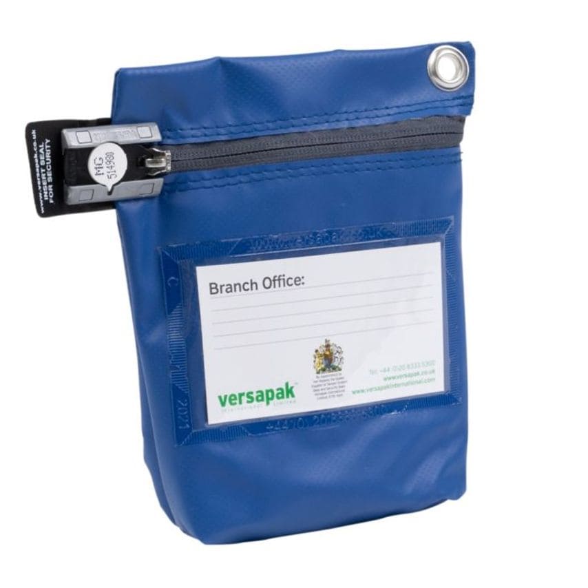 Versapak Button High Secure Reusable Cash Bag (Small) WxHxD 152 x 178 x 50mm Blu