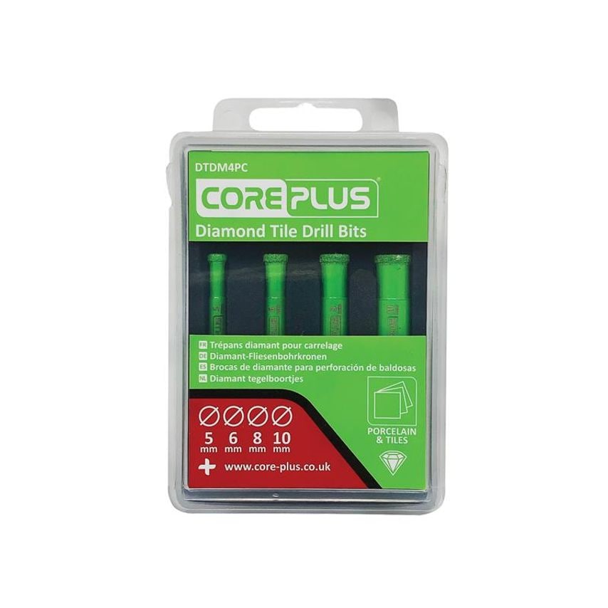 CorePlus DTDM4PC Diamond Tile Drill Bit Set, 4 Piece CORDTDM4PC