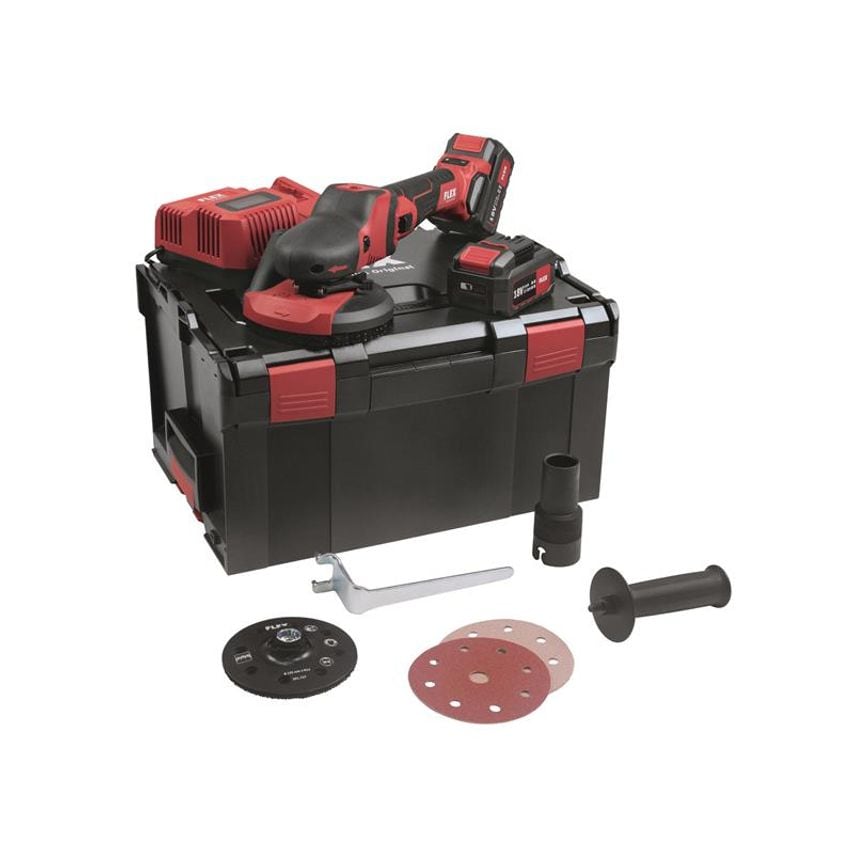 Flex Power Tools SE 125 18.0-EC/5.0 Set SUPRAFLEX Sander 18V 2 x 5.0Ah Li-ion FL