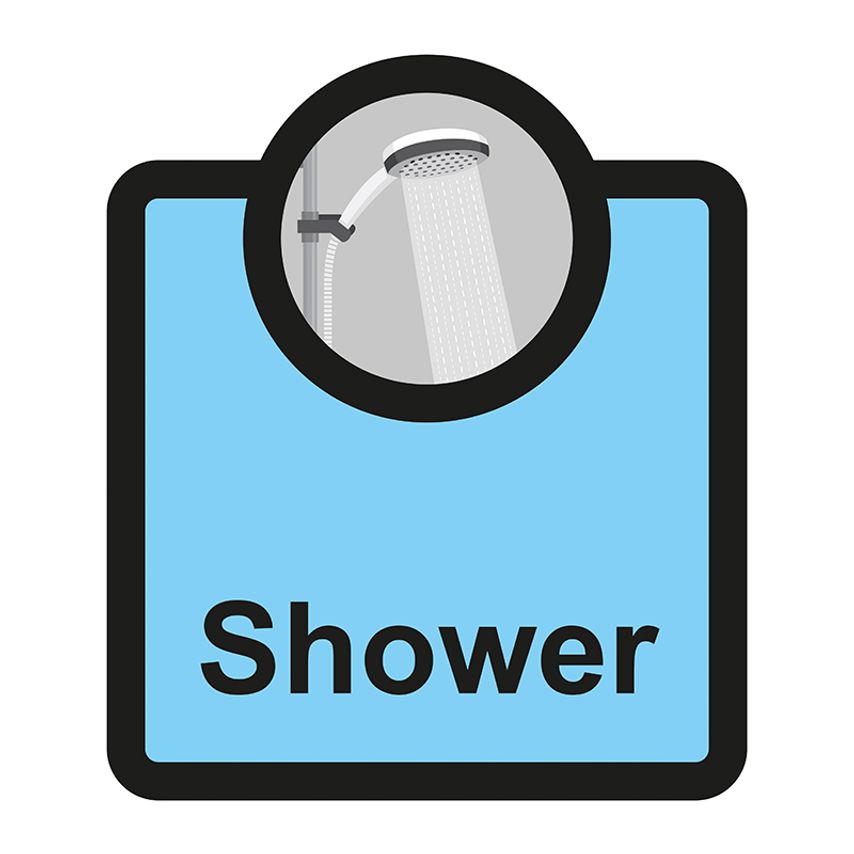 Spectrum Industrial Shower Sign, Self Adhesive Foamex (266mm x 310mm)