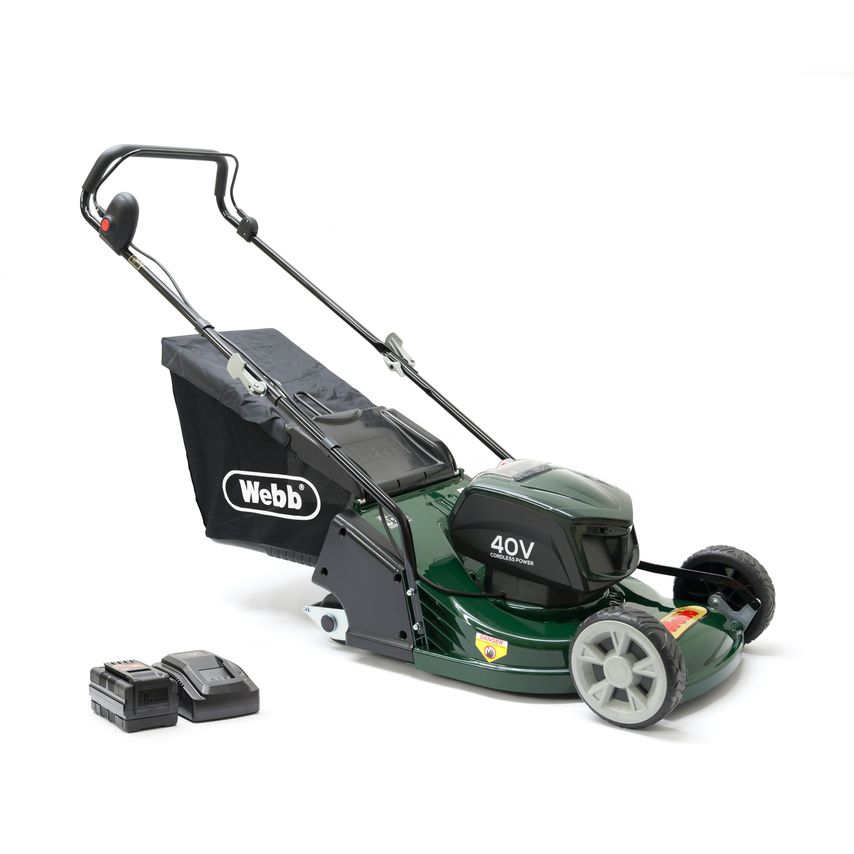 43cm (17") Cordless Rear Roller Rotary Lawnmower with Battery