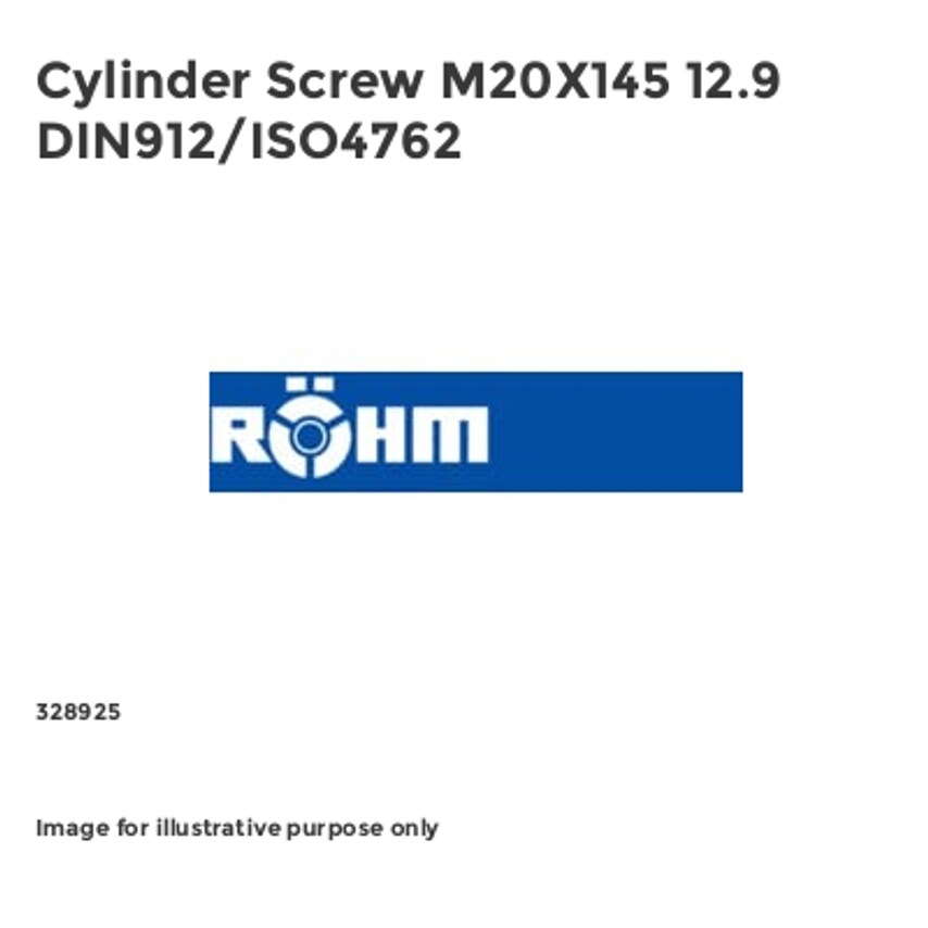 Rohm Cylinder Screw M20X145 12.9 DIN912/ISO4762