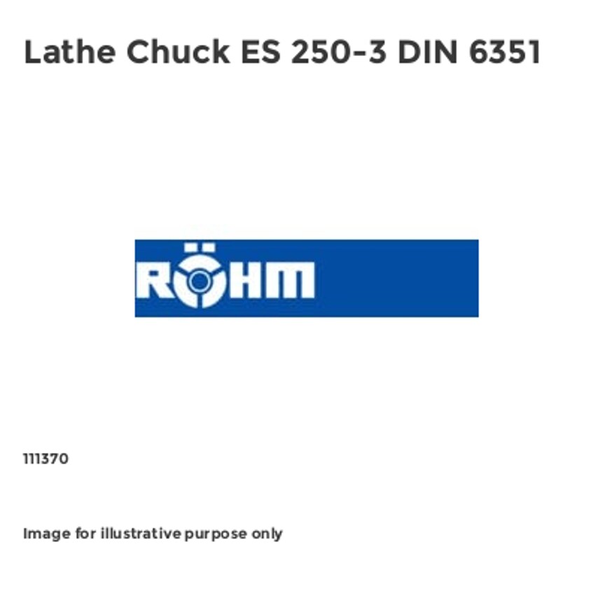 Rohm Lathe Chuck ES 250-3 DIN 6351