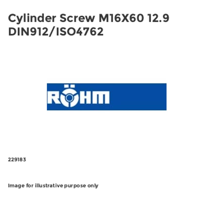 Rohm Cylinder Screw M16X60 12.9 DIN912/ISO4762