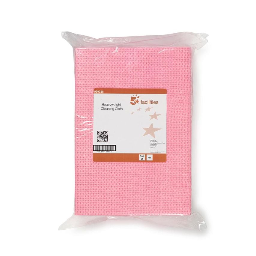 5 Star facilities 5 Star Heavy Duty Clean Cloth Red, Pack of 25