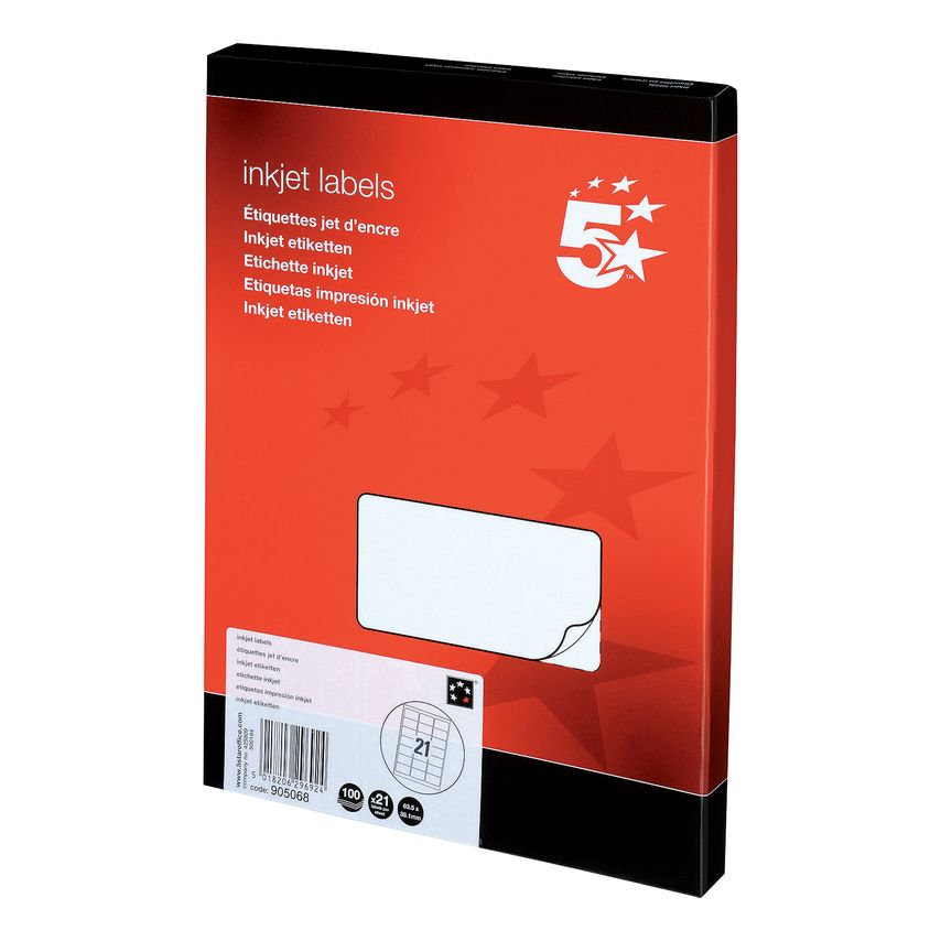 5 Star office Ink Jet Labels 63.5 x 38.1 2100LB