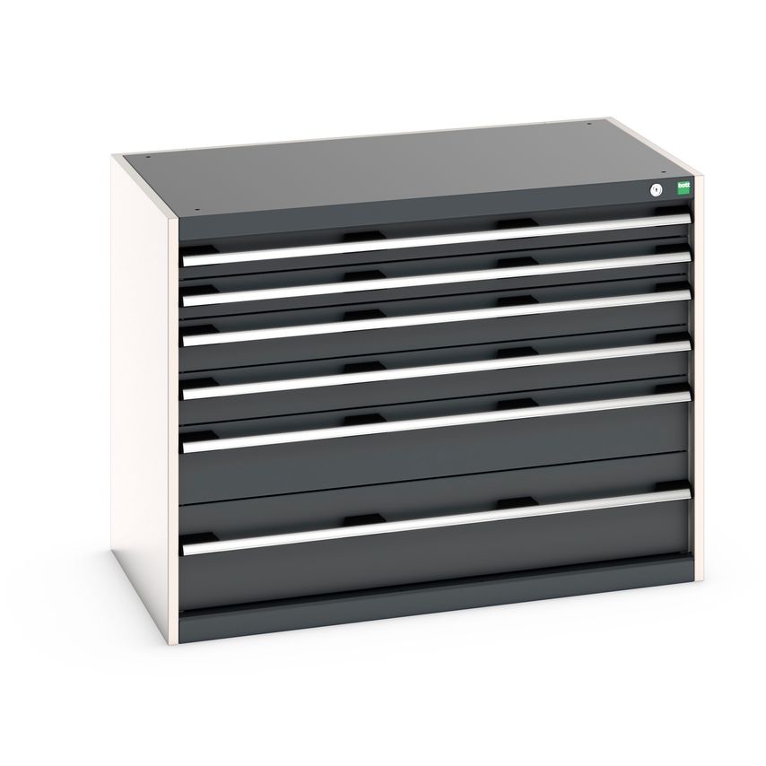 cubio Drawer Cabinet with 6 Drawers (200KG) Wxdxh: 1050 x 650 x 800mm. RAL 7035/