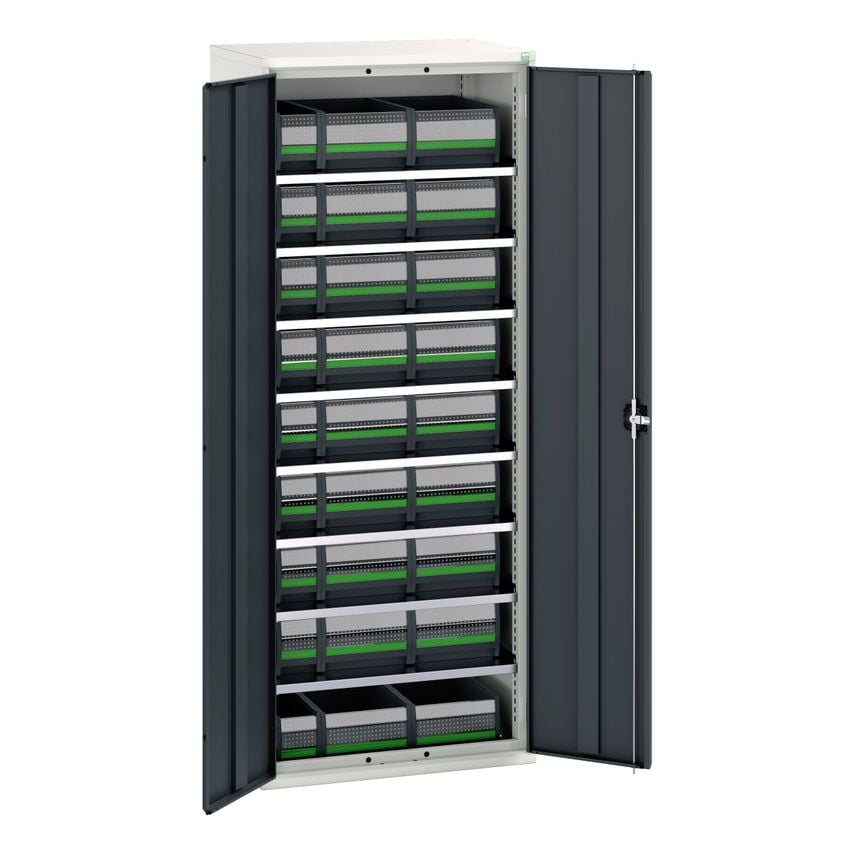 verso verso bin cupboard with 8 shelves and 27 bottboxes. WxDxH: 800x550x2000mm.