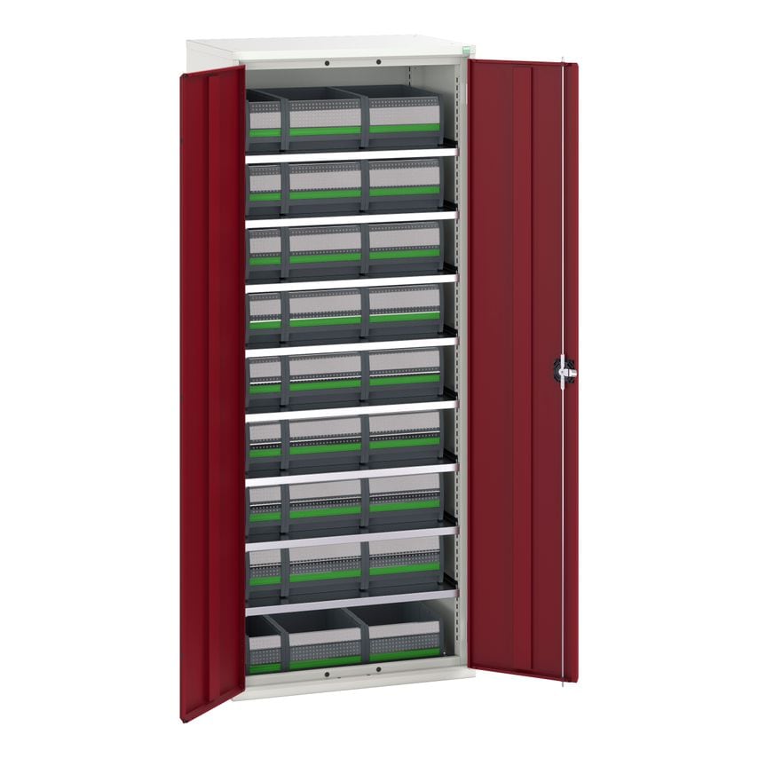verso verso bin cupboard with 8 shelves and 27 bottboxes. WxDxH: 800x550x2000mm.