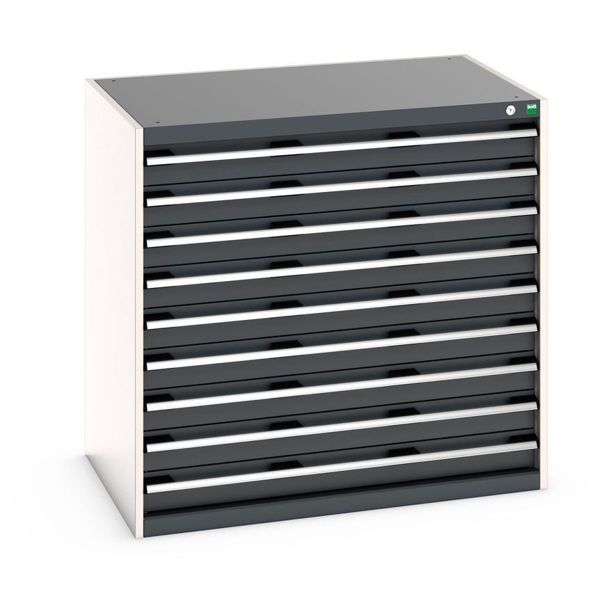 cubio Drawer Cabinet with 9 Drawers (200KG) Wxdxh: 1050 x 750 x 1000mm. RAL 7035