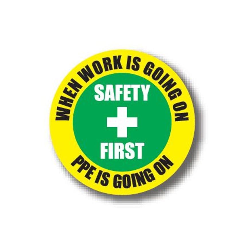 Ergomat Durastripe Circle Sign - When Work Is Going On PPE Is Going On Safety Fi