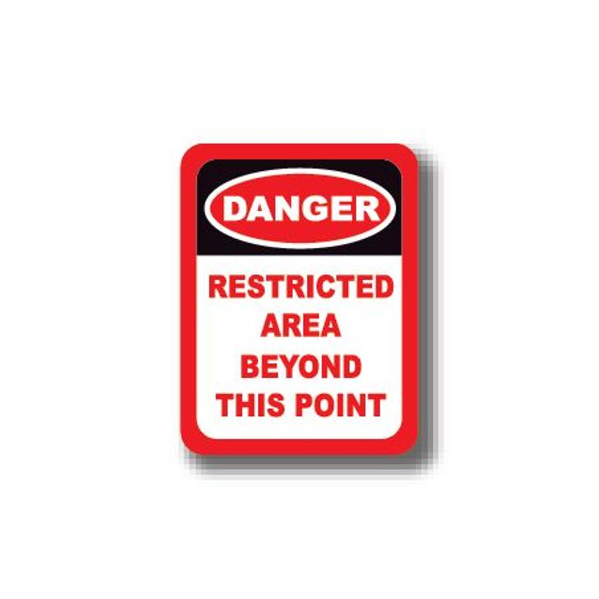 Ergomat Durastripe Rectangle Sign - Danger Restricted Area Beyond This Point 61