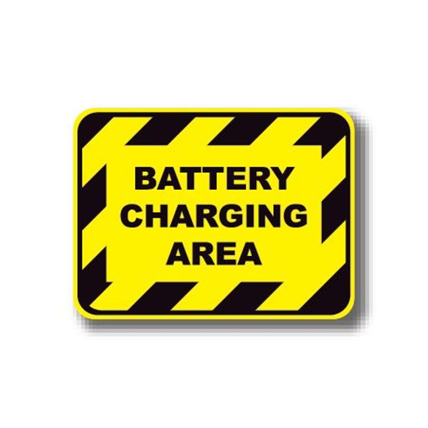 Ergomat Durastripe Rectangle Sign - Battery Charging Area 127 x 84