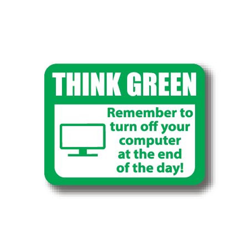 Ergomat Durastripe Rectangle Sign - Think Green Remeber To Turn Off Your Compute