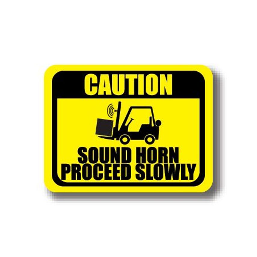 Ergomat Durastripe Rectangle Sign - Caution Sound Horn Proceed Slowly 127 x 84