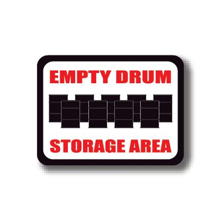 Ergomat Durastripe Rectangle Sign - Empty Drum Storage Area 76 x 53