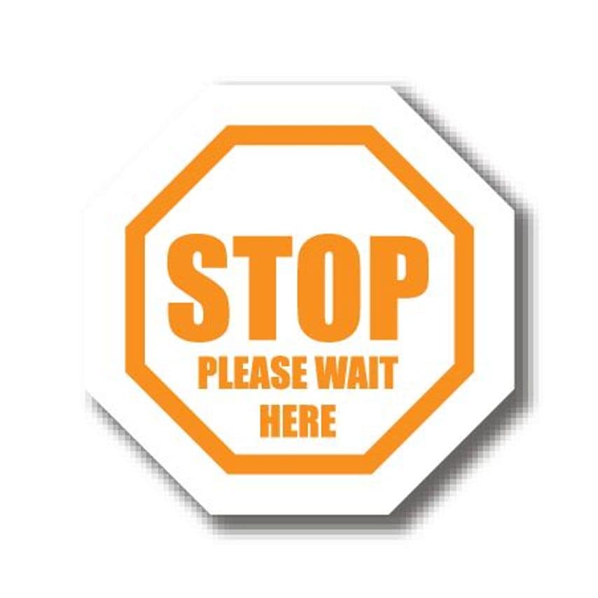 Ergomat Durastripe Octagone Sign - Stop Please Wait Here 15cm