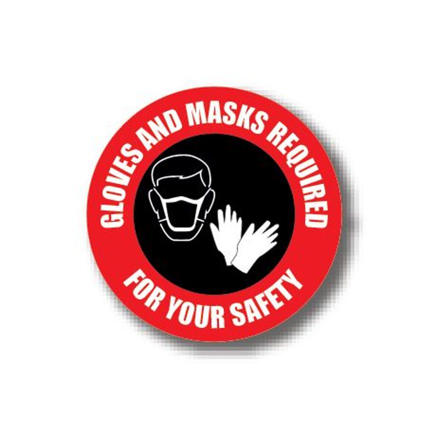 Ergomat Durastripe Circle Sign - Gloves And Masks Required For Your Safety 76.0c