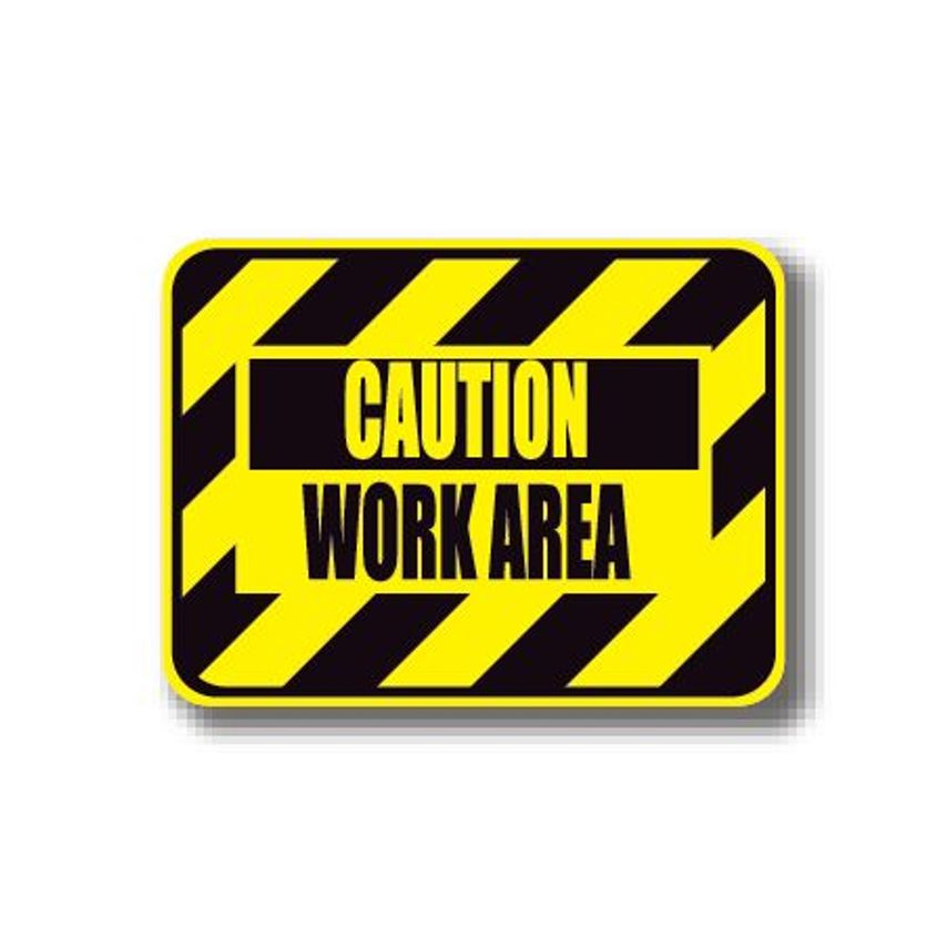 Ergomat Durastripe Rectangle Sign - Caution Work Area 30.5 x 30.5
