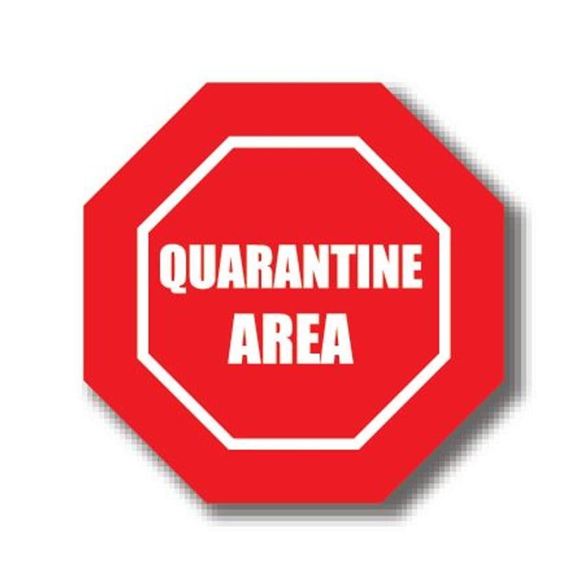 Ergomat Durastripe Octagone Sign - Quarantine Area 81.0cm