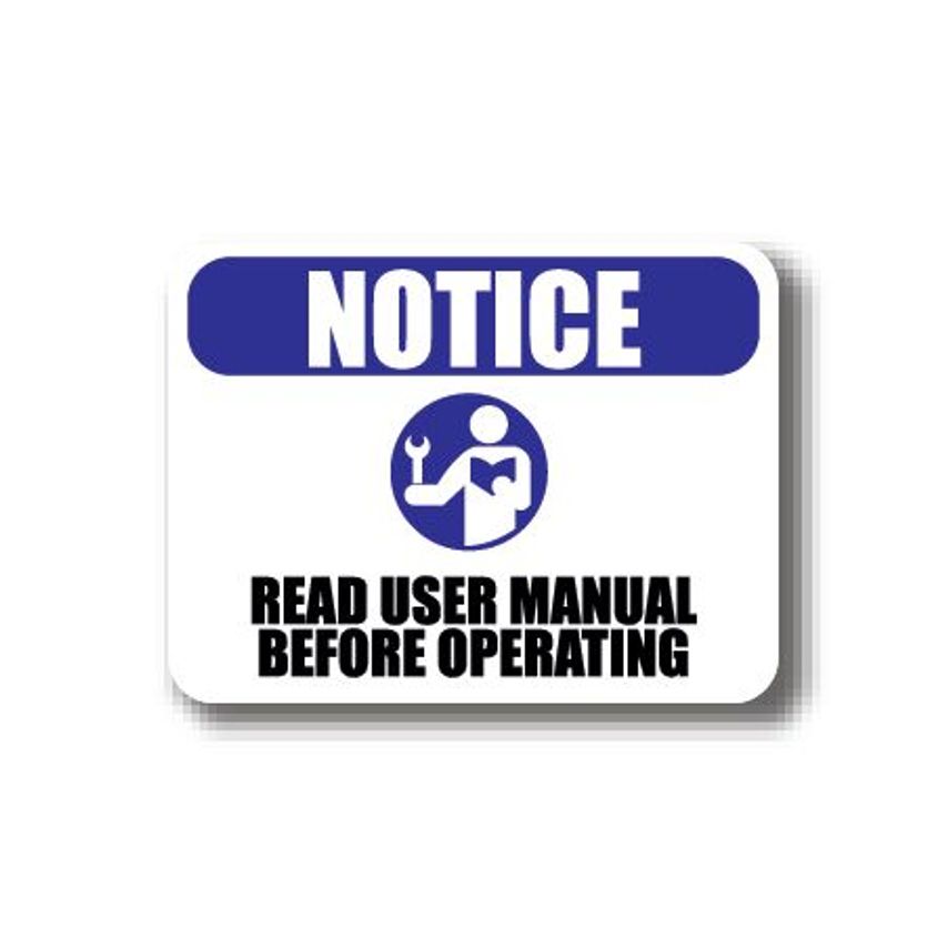Ergomat Durastripe Rectangle Sign - Notice Read User Manual Before Operating 91.