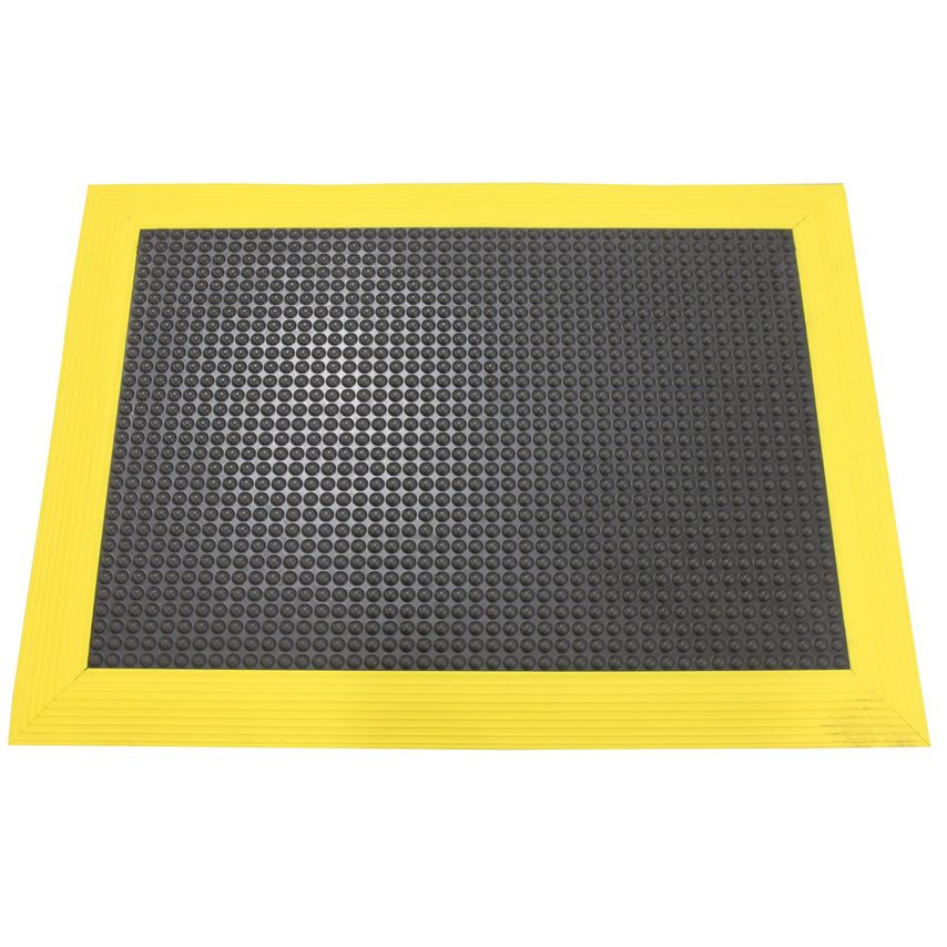 Ergomat XL Bubble + 9 cm yellow bevels Mat 120W x 900L Charcoal Grey with Yellow