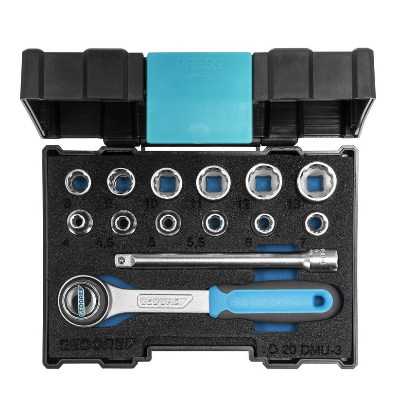 Gedore Socket set 1/4" 13 pcs UD 4-13 mm