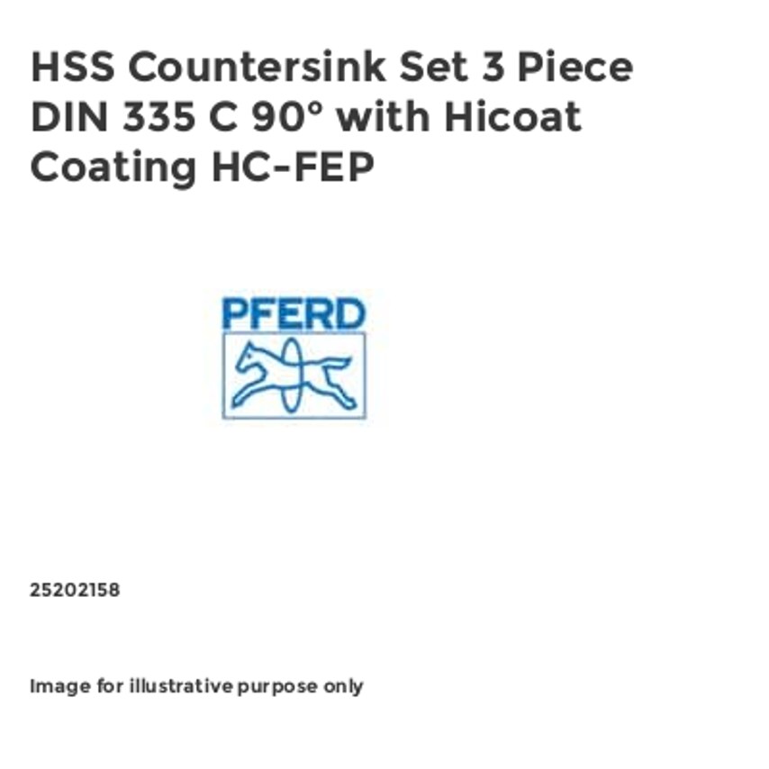 Pferd HSS Countersink Set 3 Piece DIN 335 C 90 with Hicoat Coating HC-FEP