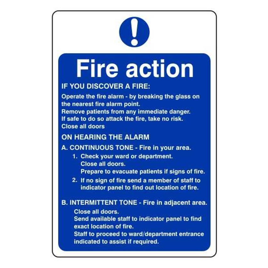 Lasting Impressions Fire Action (Hospital) Sign Label