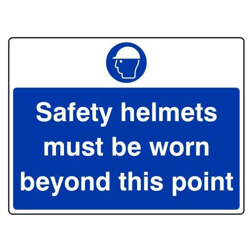 Lasting Impressions Safety Helmets Must Be Worn Beyond This Point Sign Label