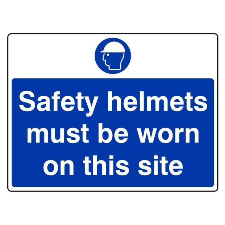 Lasting Impressions Safety Helmets Must Be Worn on This Site Sign Label