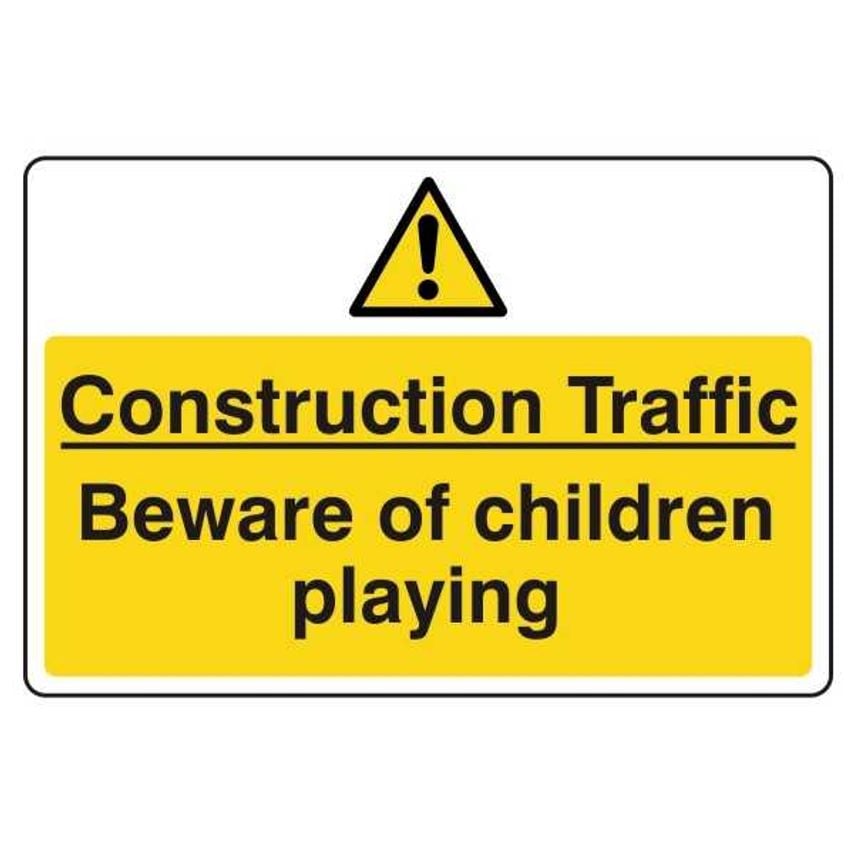 Lasting Impressions Construction Traffic - Beware of Children Playing Sign Label